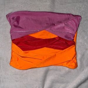 Multicolor strapless crop top